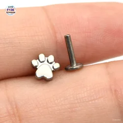 Starose Luxury Paw Footprint ASTM F136 Titanium Labret Piercing Helix Cartilage Earrings Titanium Nose Studs 16G Post Ear Jewel