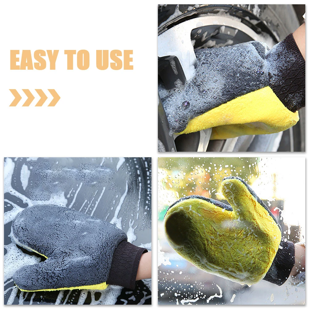 

2Pcs Car Wash Mitt Gloves Coral Fleece Material Scratch Free Cleaning Tool for Car Exterior Interior House Windows