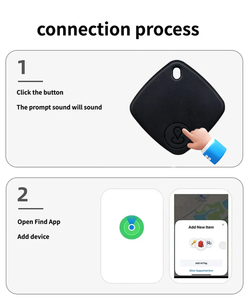 IOS Android Smart Tag GPS Tracker Global Locator Bluetooth Anti-Verlust-Gerät für iPhone Find My Google Gepäck Haustier-Autoschlüsselfinder – Detail 13