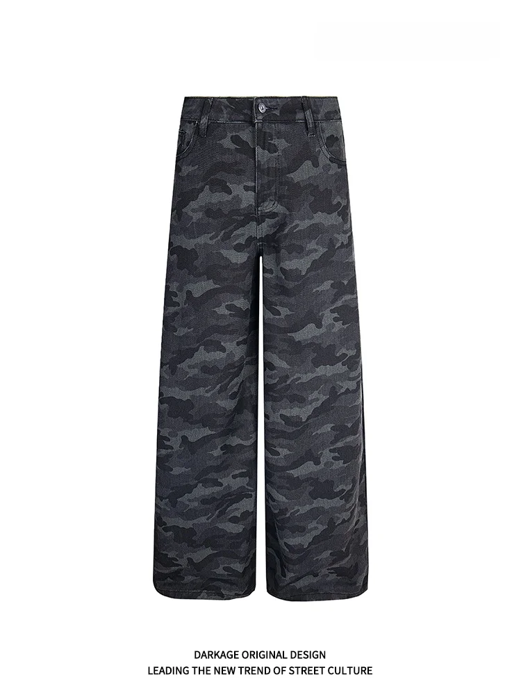 

Джинсы Kage в американском ретро-стиле, камуфляжные, широкие, прямые, свободного кроя, повседневные, дышащие, из смесового хлопка и полиэстера, весна-осень