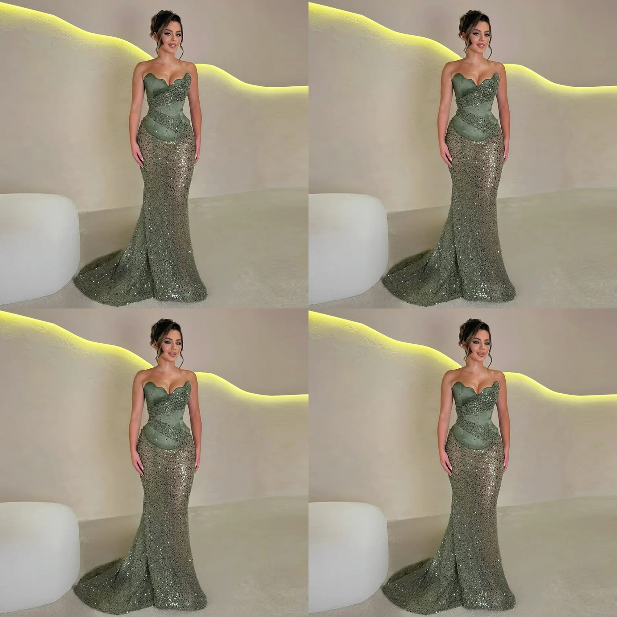 

Фантастическое блестящее вечернее свадебное платье с открытыми плечами и блестками, роскошное платье русалки с открытой спиной и длиной до пола, платье подружки невесты на заказ