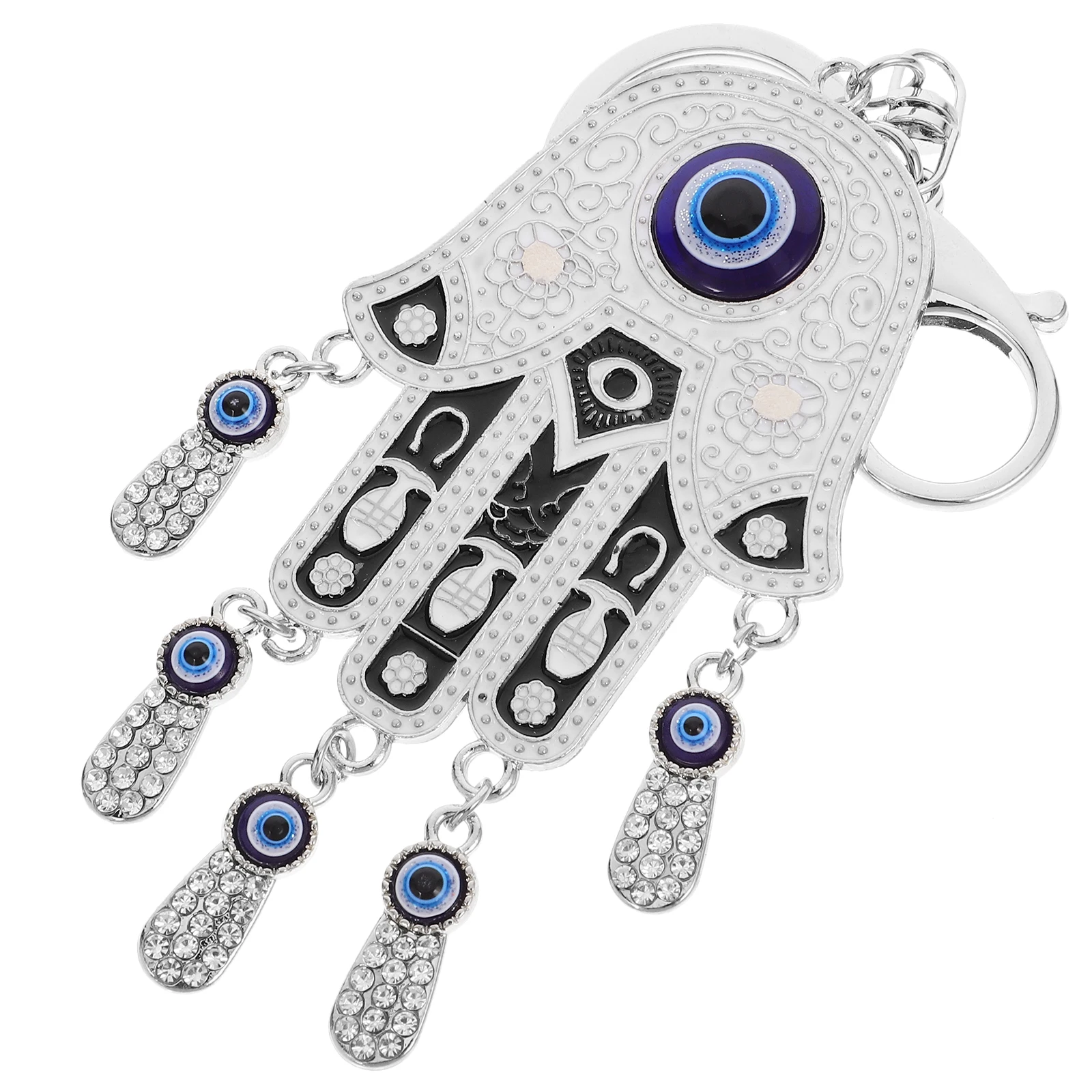 

Evil Eye Hand Keychain Blue Pendant Decorative Ring Bag Car Charm 's Eye Key Ring Alloy Blue Hand Family Decor Wind Chime