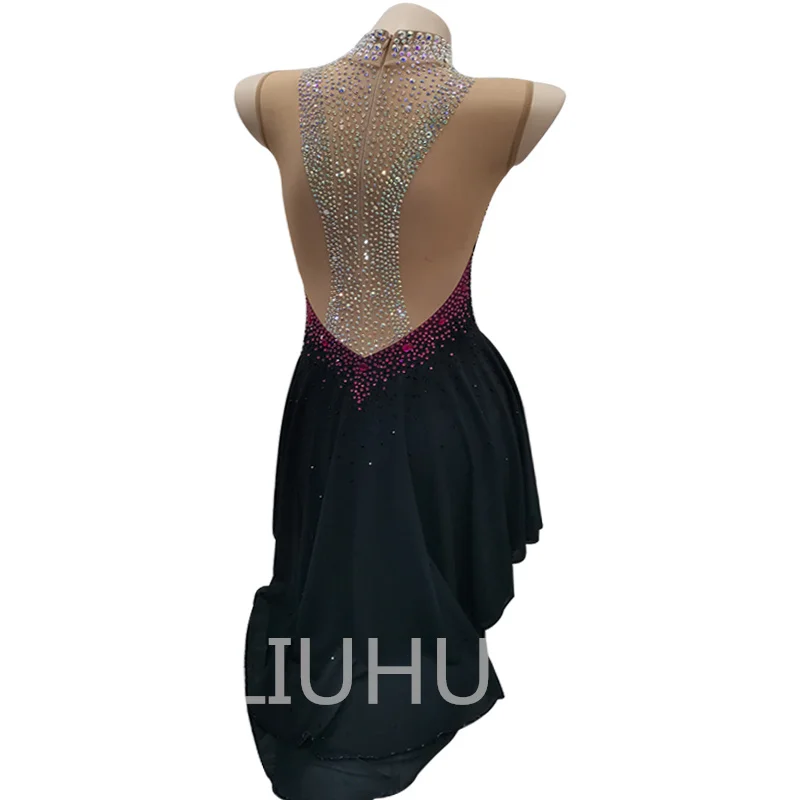 LIUHUO Figure Skating Children's Training Performance Skating Dress Gradient Purple Summer game wear