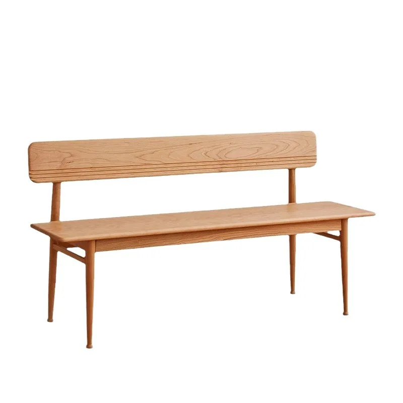 Bench dining chair, Nordic cherry wood, solid wood chair