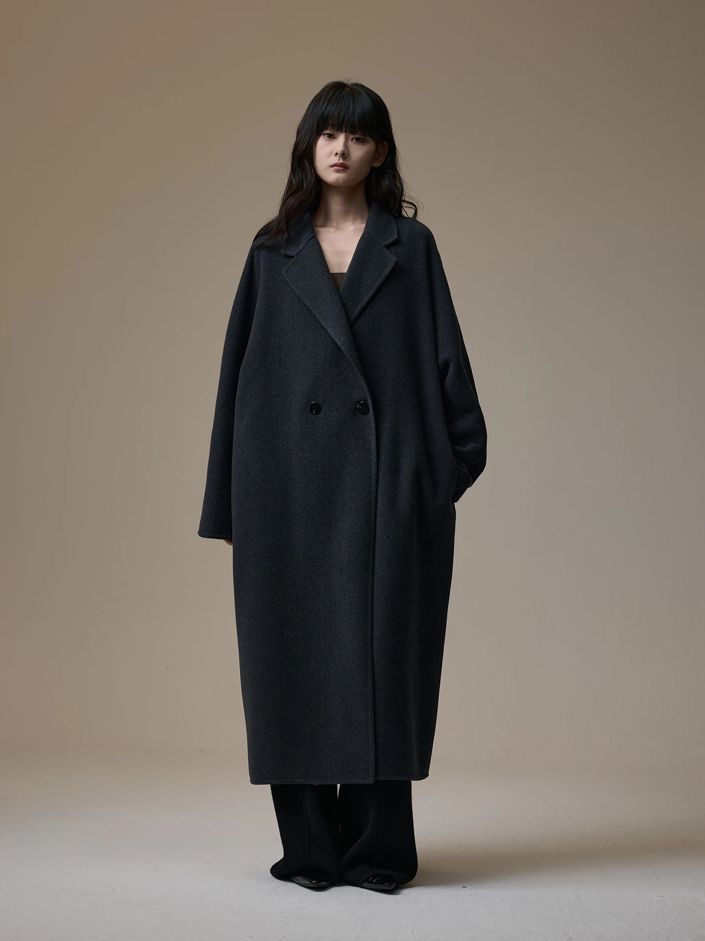 

Classic Double-Faced Camere Suit Jaet Women's Outerwear INOUT Q 2025 Autumn Winter Loose Silhouette Tuxedo Collar