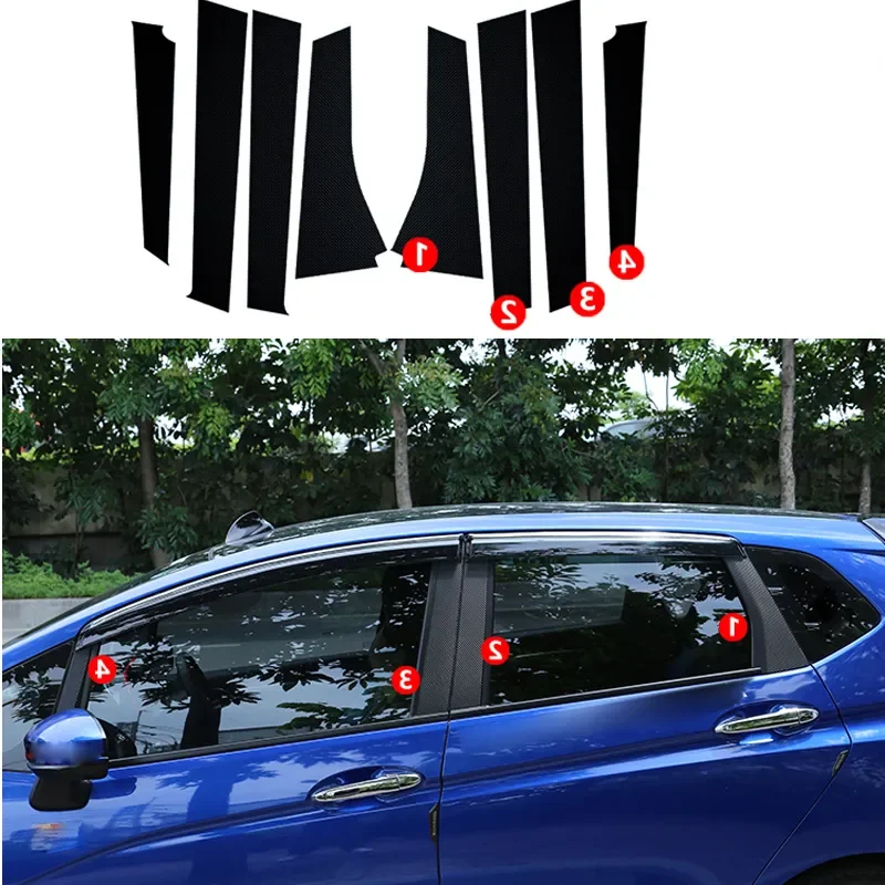 

8Pcs/Set Black Carbon Fiber Window B Column Pillar Sticker Trim For Honda Fit/Jazz GK5 3rd GEN 2014-2017 Exterior Accessories