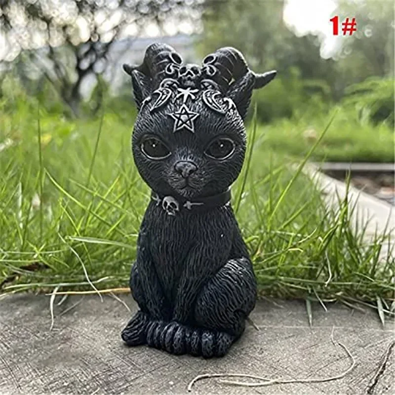 

1pc Black Cat Statue Mysterious Cute Cat Witch Cat Figurine Witches Decor Desk Ornament Hand-Painted Sculpture for Halloween