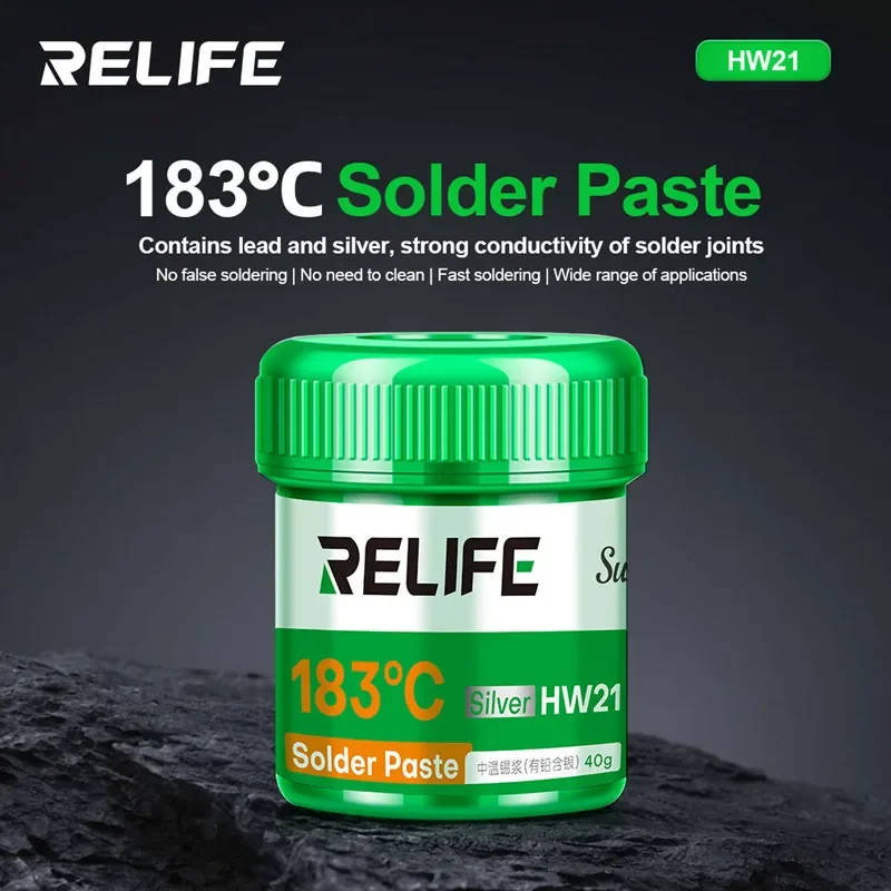 

RELIFE HW21 183℃ Leaded Silver-containing Medium Temperature for Mobile Phone Repair No-cleaning Solder Paste Welding Paste