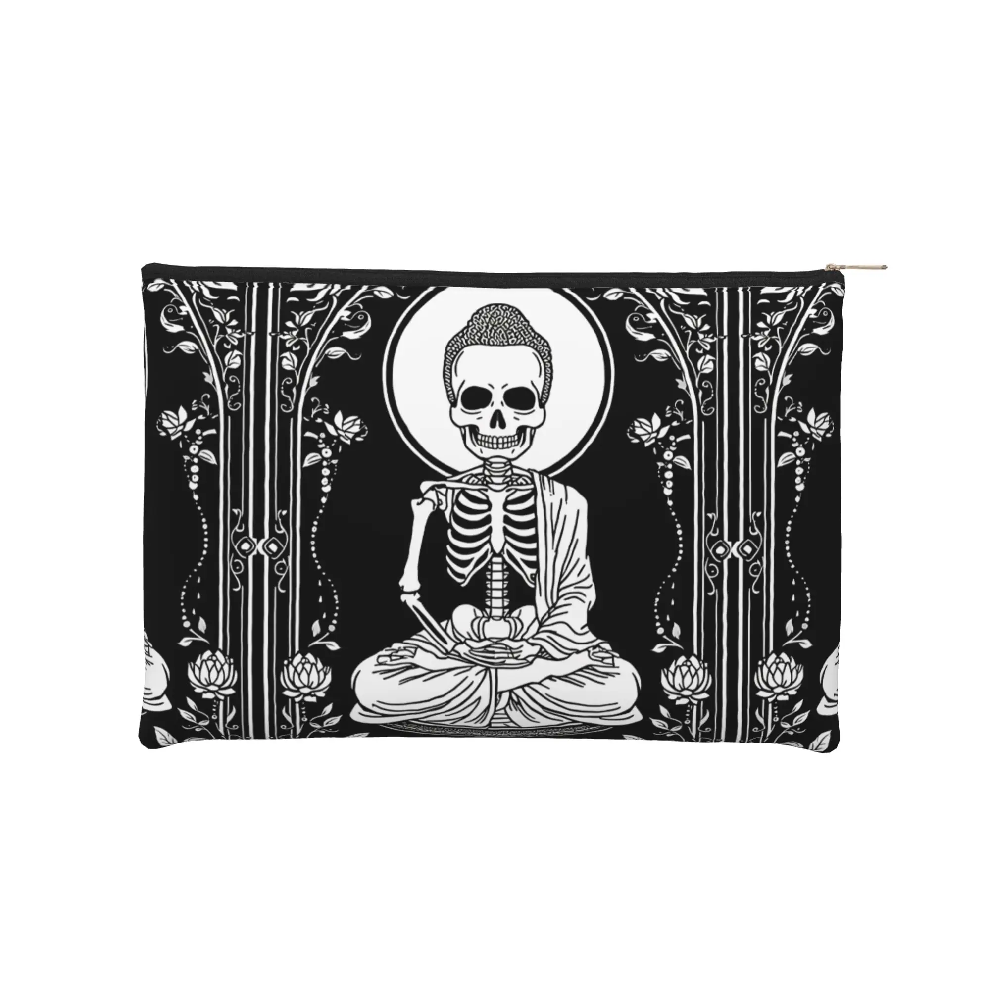 Lightweight Yoga Skeleton Buddha Makeup Bag Toiletry Bag with Zipper Travel Cosmetic Pouch