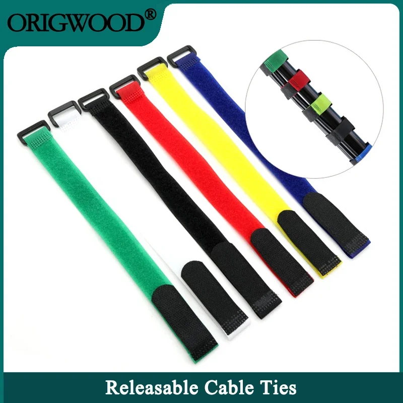 

10/50pcs Cable Ties Reusable Self Adhesive Width 20mm Hook Loop Bundle Fastener Nylon Strap Reverse Buckle Line Wire Organizer