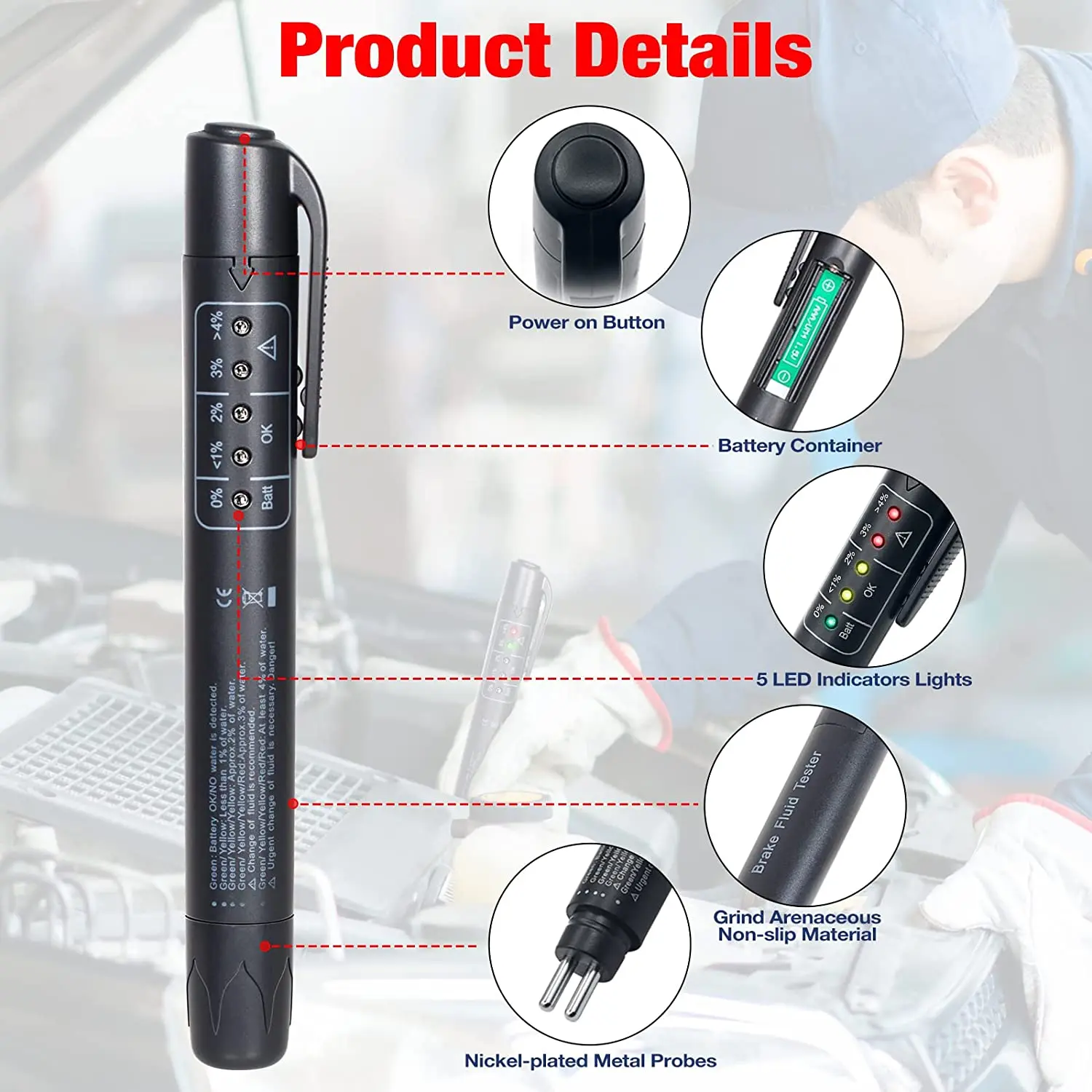 2023 Oil Quality Check Pen Universal Brake Fluid Tester Car Brake Liquid Digital Tester Vehicle Auto Automotive Testing Tool