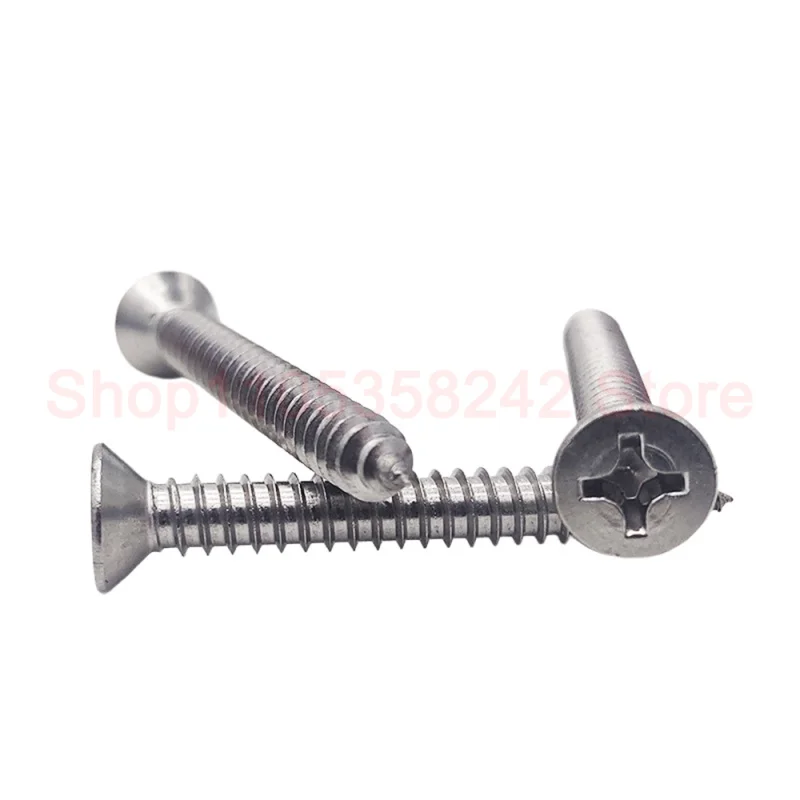 10-100Pcs GB846 M2.2 M2.9 M3.5 M3.9 M4.8 M5.5 M6.3 Phillips Flat Countersunk Head Self Tapping Wood Screw 304 A2 Stainless Steel