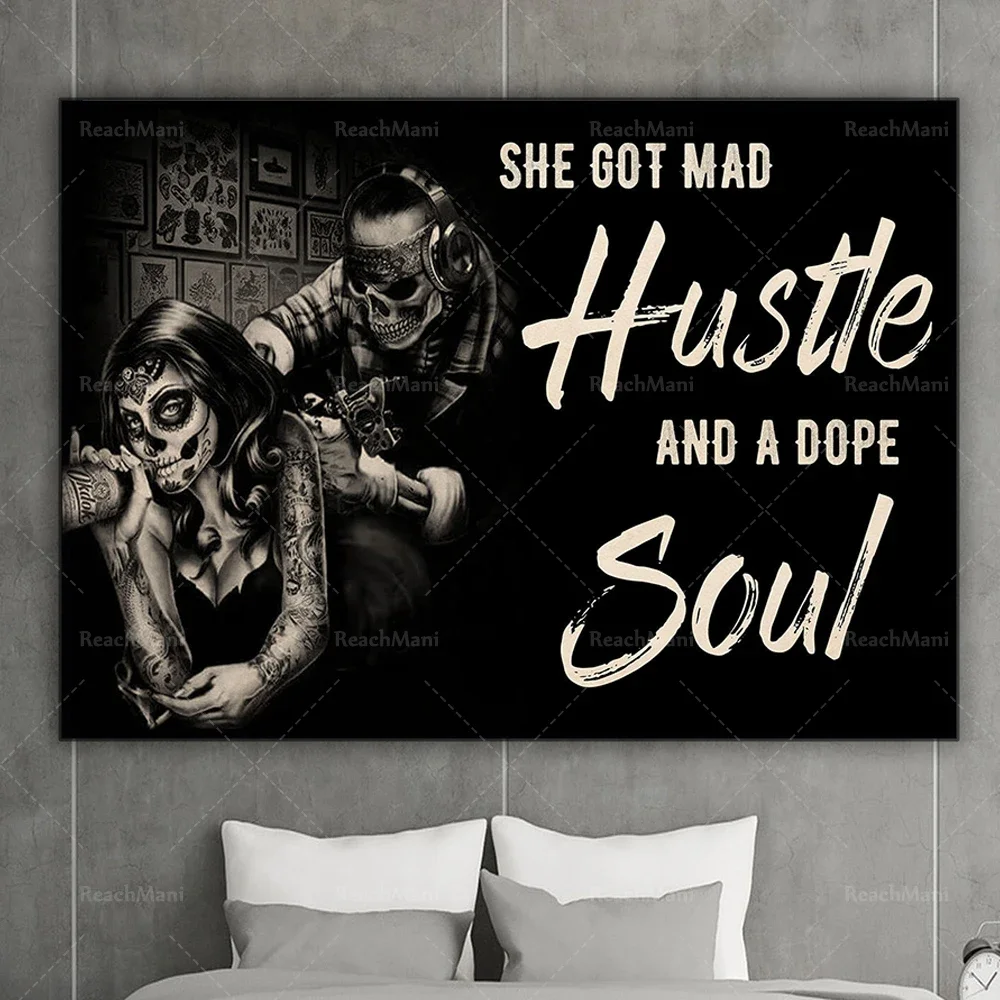 Tatouage السكر الجمجمة ملصق لقد حصلت على مهام وحبل الروح ملصق يوم الموتى المعيشة ديكور المنزل ملصق