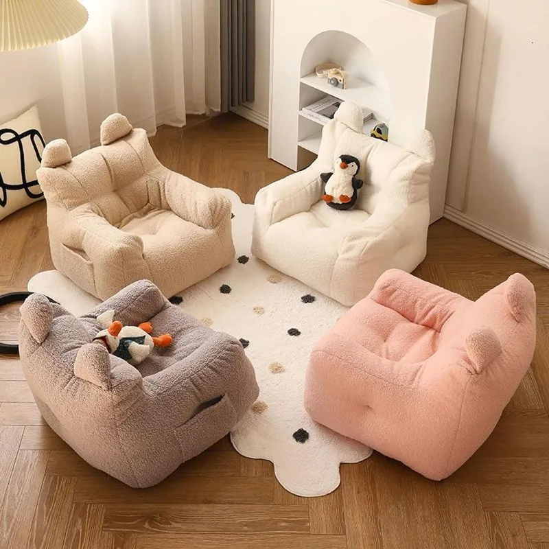 Cute Baby Toddler Sofa Couch with Pocket for Kids Sherpa Soft Children Sofa Armchair for Bedroom Playroom Gifts for Boys Girls