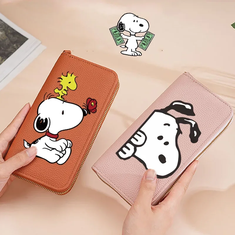Snoopys Long Purse Classic Card Holder Luxury Female Wallets Anime Coin Purses Women High Quality Zip Wallet Girl Birthday Gift