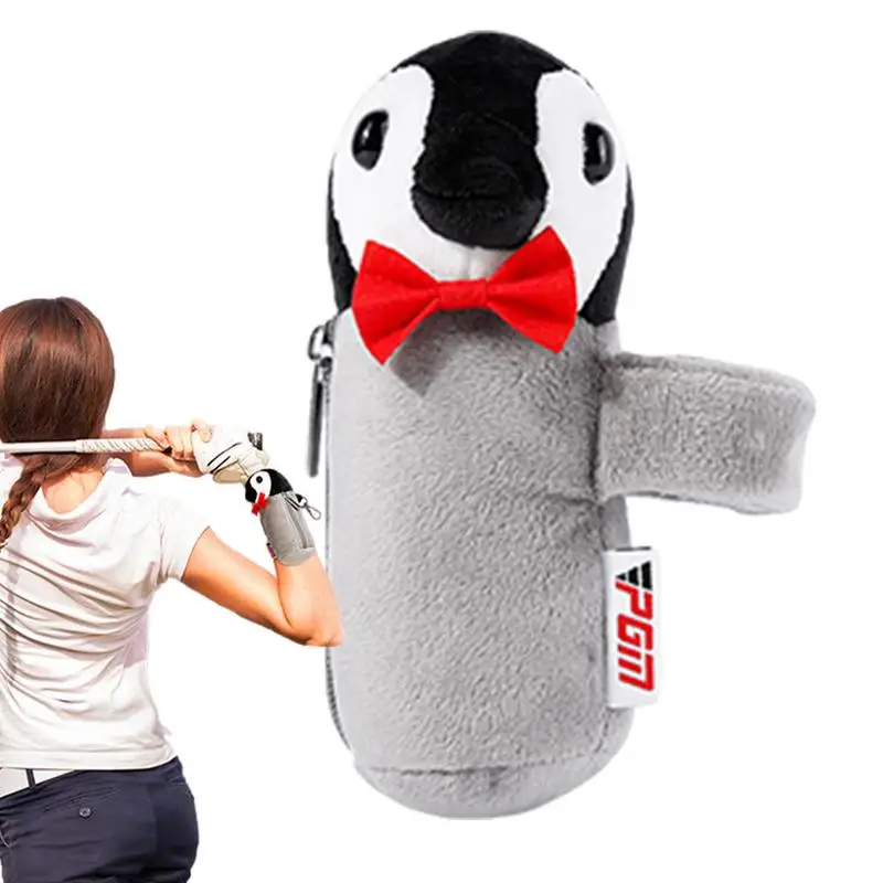 Golf Ball Bag Pouch Penguin Shape Valuables Holder Mini Golf Tee Pouch Bag Portable Golf Bag Organizer Valuables Holder Holds 2