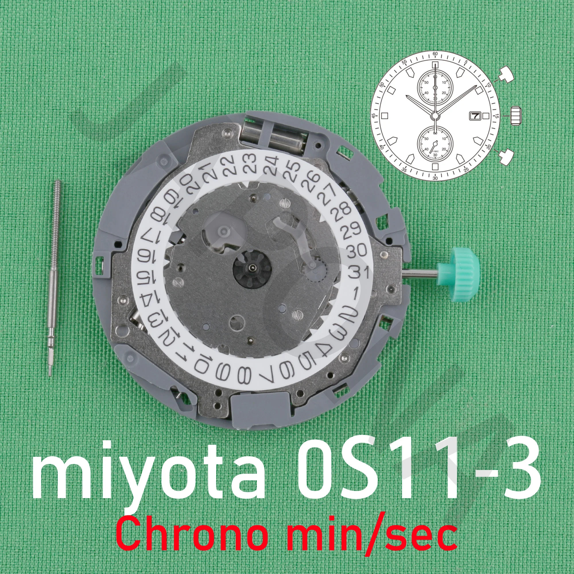 0s11 movement miyota 0S11-3 movement Chronograph movement japan movenment Can incorporate tachymeter function miyota OS11