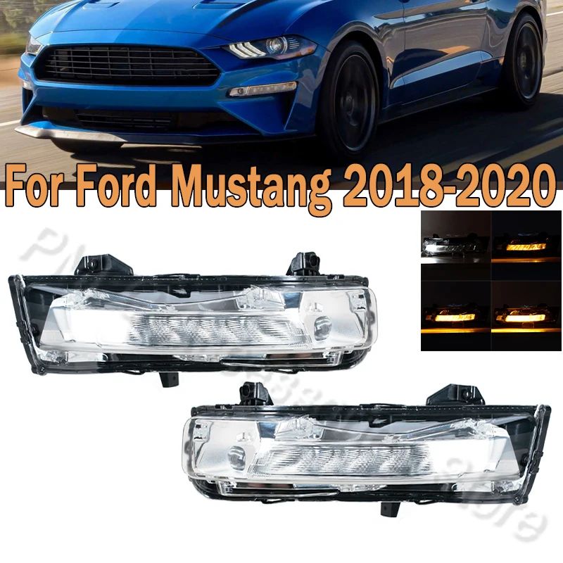 

Для Ford Mustang 2018 2019 2020, американская версия, светодиодные передние противотуманные фары DRL, дневные ходовые огни, указатель поворота, автомобильные аксессуары