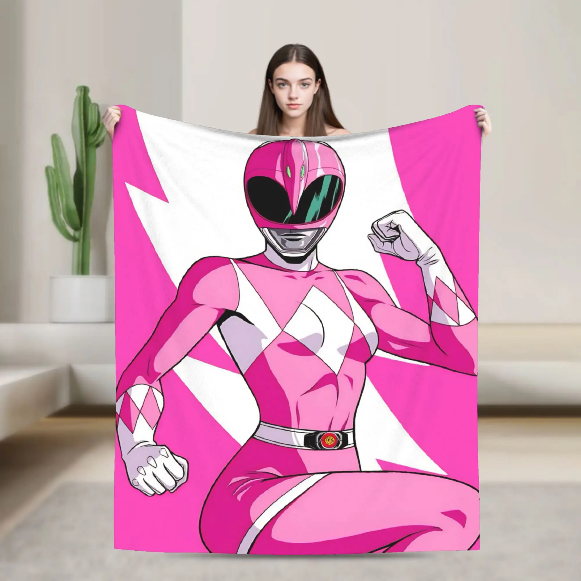 Pink Ranger Blankets Power R-Ranger Plush Funny Soft Throw Blankets for Coverlet Spring/Autumn
