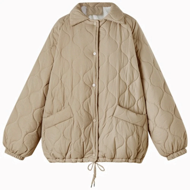 سترة SENTUBILA برقبة بولو للنساء لشتاء 2025 معاطف فضفاضة تناسب الأكتاف ملابس غير رسمية بأكمام طويلة دافئة W54MD4669