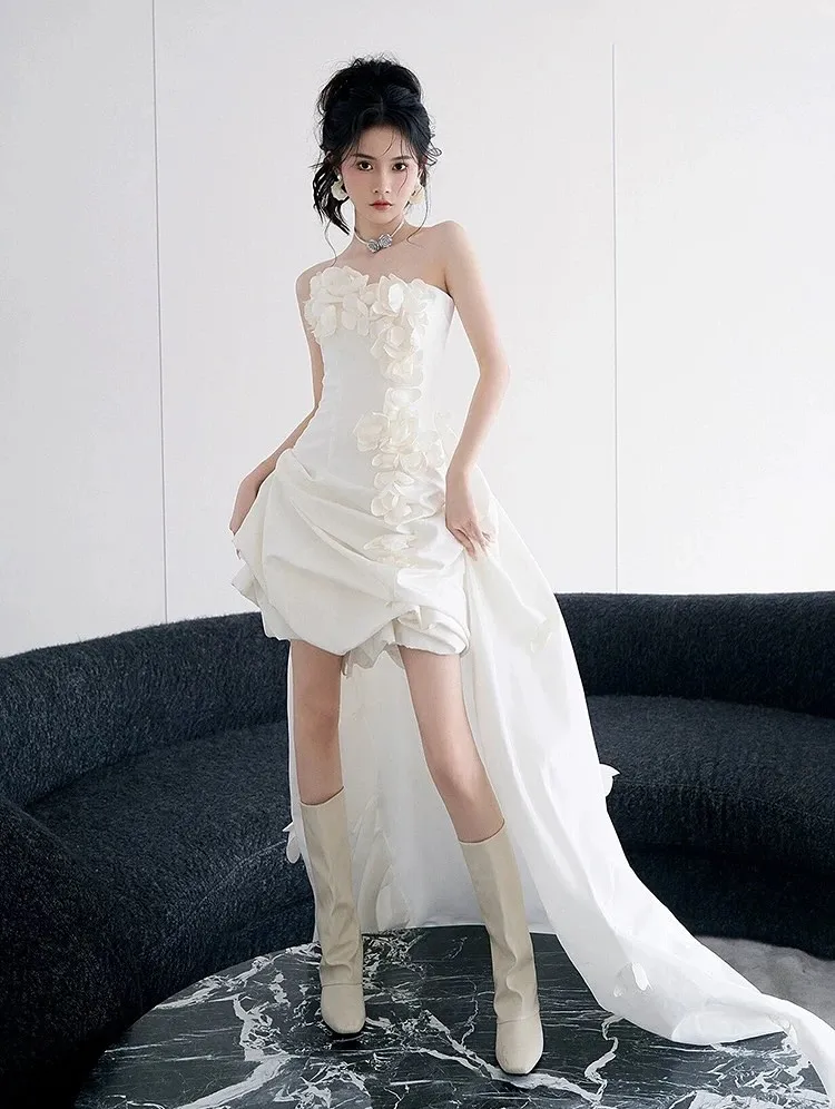 Robe de soirée trapèze personnalisée, sans bretelles, élégante, classique, à la mode, moderne, robes de célébrité, robe de soirée délicate de haute qualité