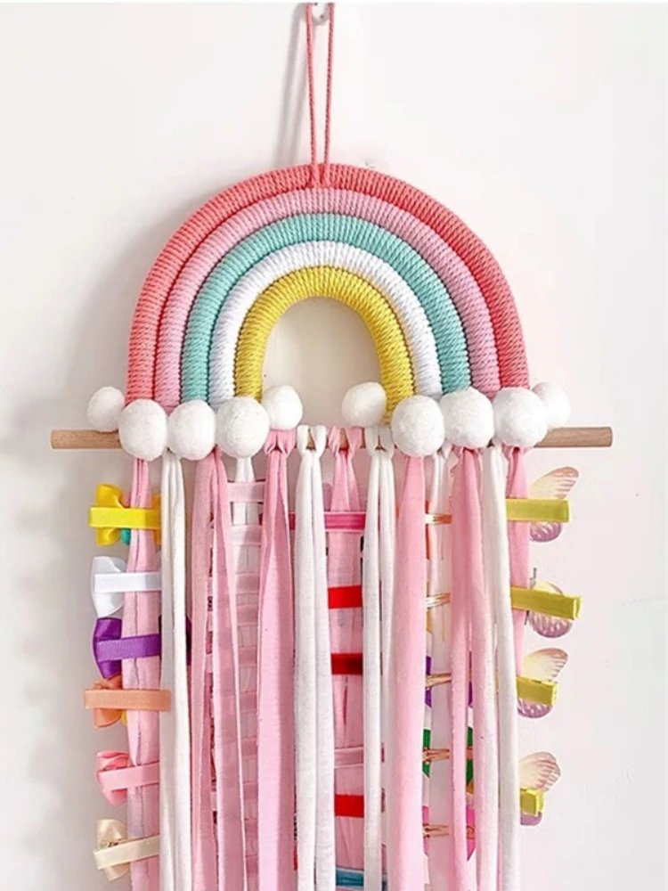 منظم إكسسوارات الشعر لغرفة الأطفال، رف عرض قوس قزح، حل تخزين زينة الشعر ودبابيس الشعر #3