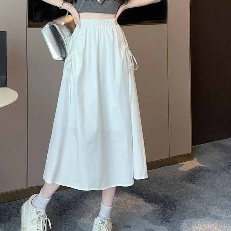 

Women's Skirt Cargo Female Skirts with Strings Midi Summer 2025 Y2k Vintage Harajuku Korean Style High Quality Clothing Sales