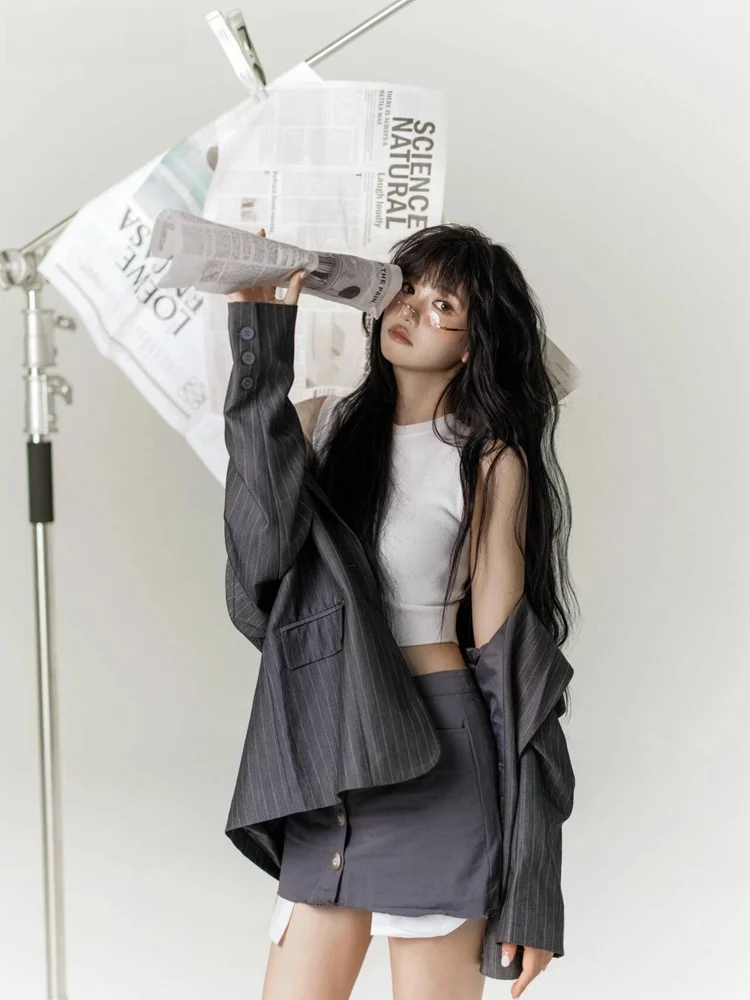 

Gray Suit Theme Costume Photography Studio Simple Indoor Artistic Teenage Girl Photography Clothing Set Traditional Chinese S...