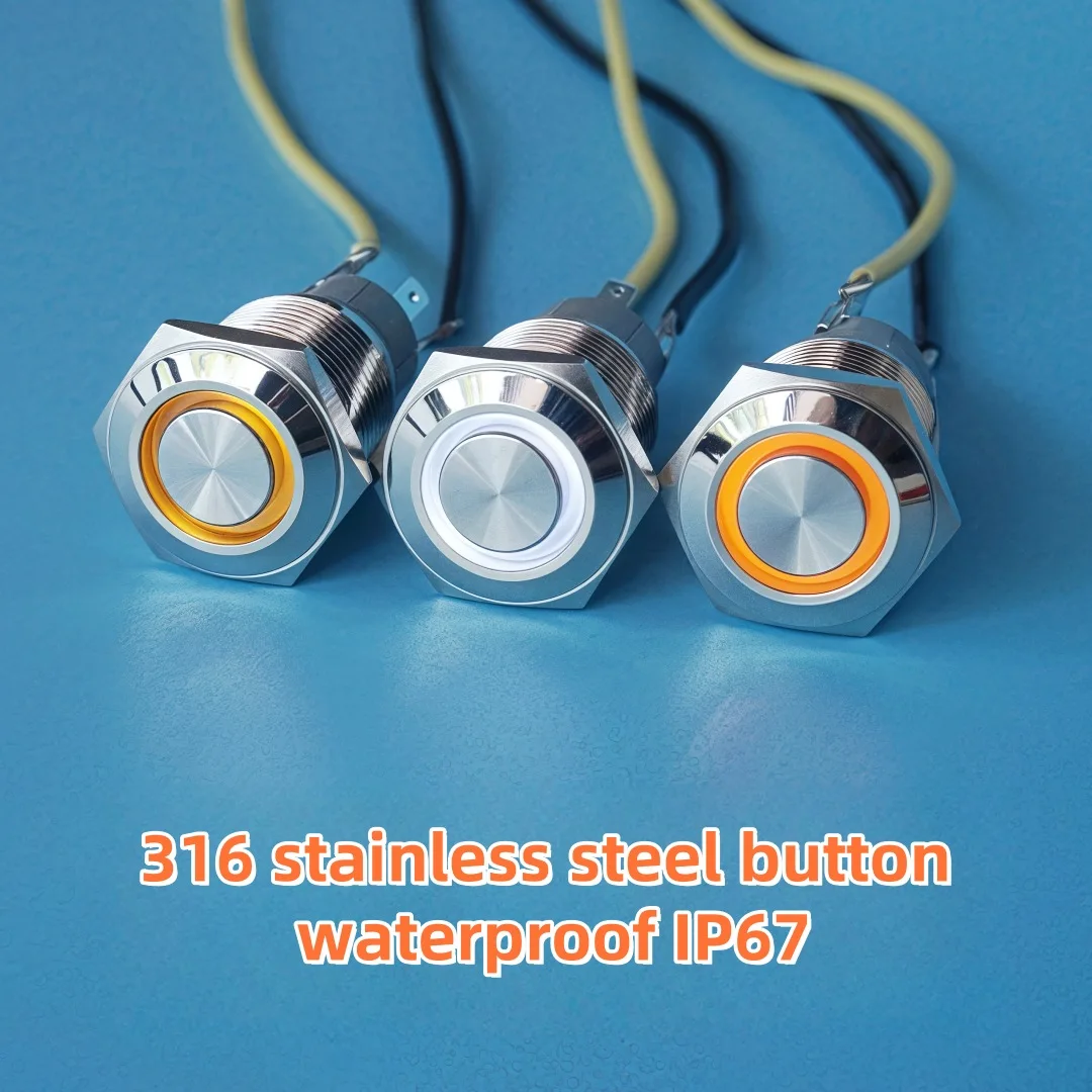 16mm metal push button switch,latching type,waterproof IP67 car modification angel eyes switch12V24V220V