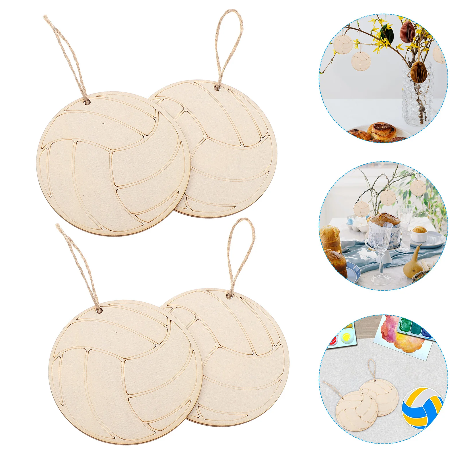 

10Pcs Volleyball Shaped Wooden Cutouts Unfinished Craft Kits for Wall Hanging Decor Sports Fans Gift Idea Volleyball Crafts