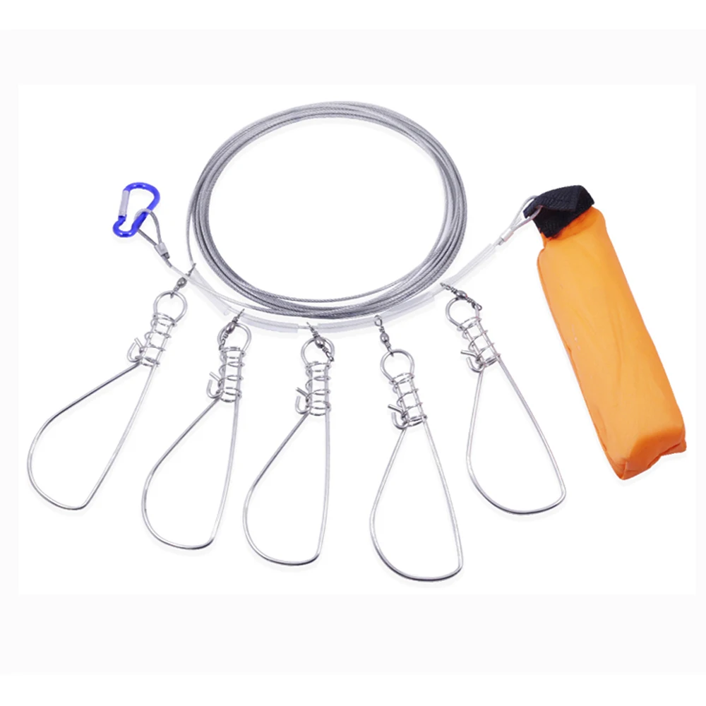 Bold Steel Wire Rope Snaps Fishing Lock for Large Live Fish Buckle Belt Stringer Controller Buoyancy Stringer Accessories Tackle