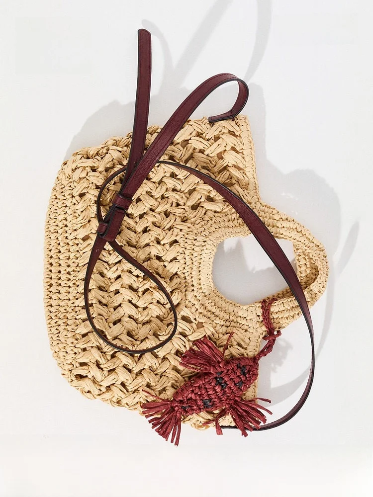 H&M 2026 Summer New Women's Straw Woven Crossbody Bag Stylish Versatile Handbag for Ladies Trendy Spring Collection