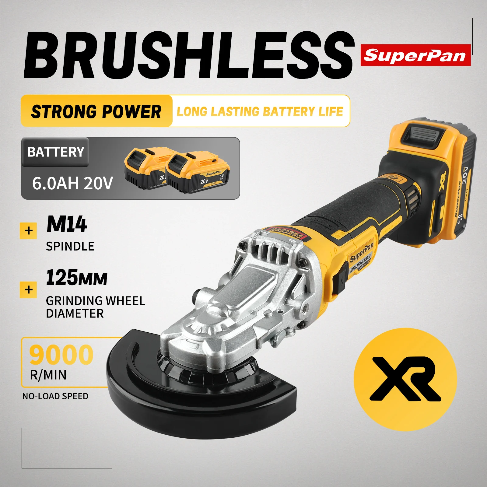 SUPERPAN 125mm Cutting Flat Head Angle Grinder | 2026 New Superpan DCG405 18V Brushless Lithium Battery Bare Machine Tool