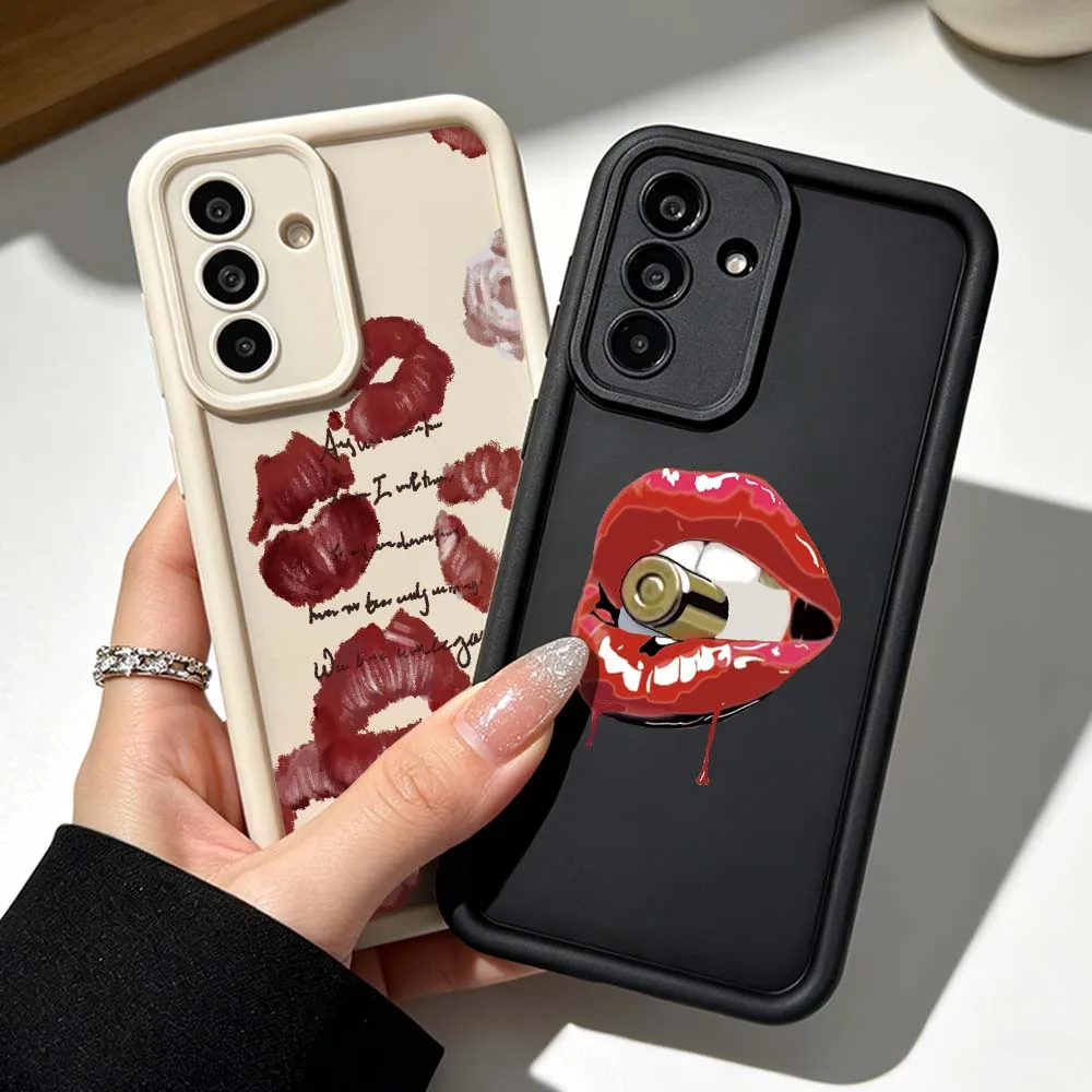 Lips Bullet Mouth Pattern For Samsung Galaxy A71 A57 A56 A55 A54 A53 A52s A51 A40 A17 A16 A06 Eye Ladder Phone Case Cover