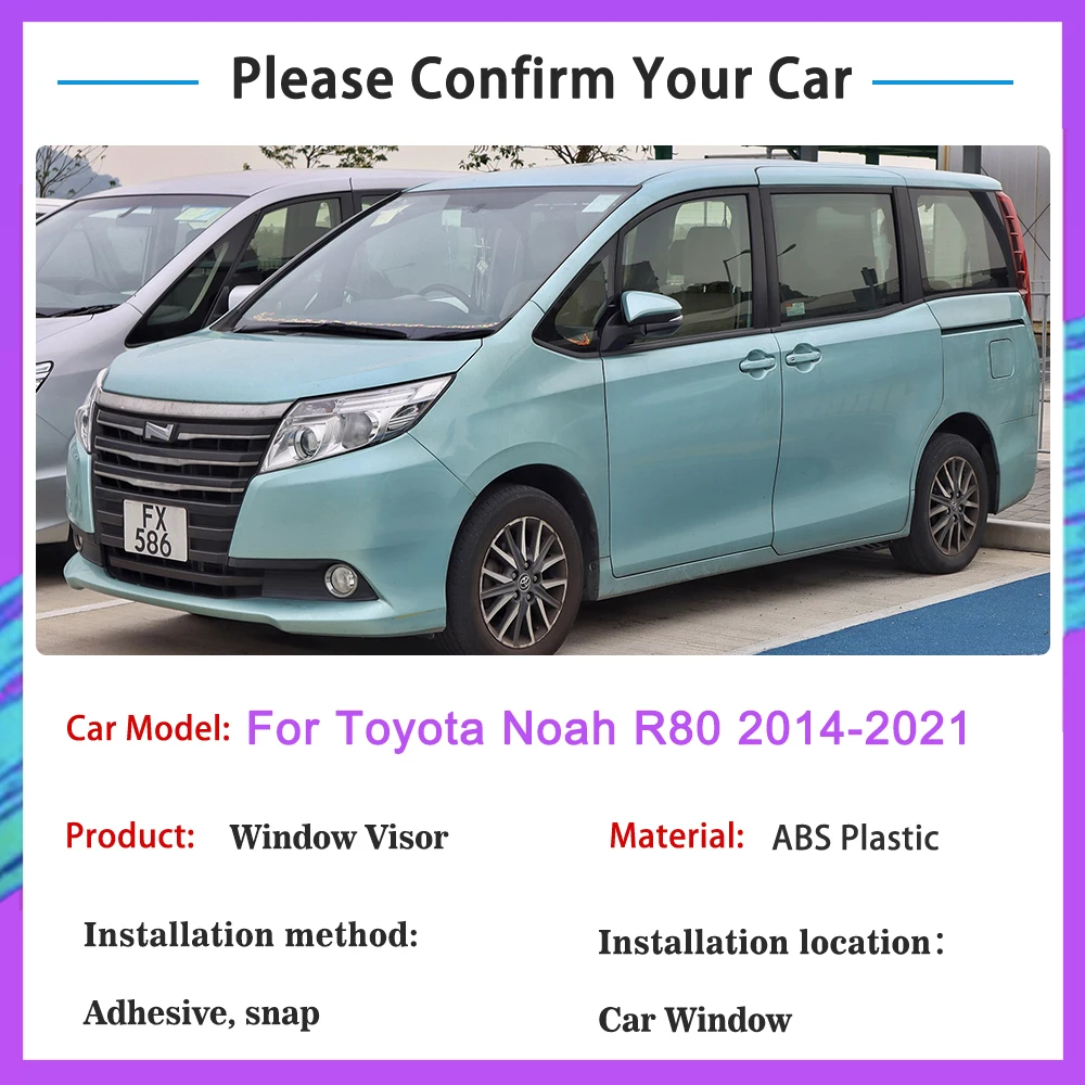 For Toyota Noah Voxy Esquire R80 MK3 2014~2021 Car Side Sun Rain Window Visor Deflectors Guards Smoke Windshield Accessories