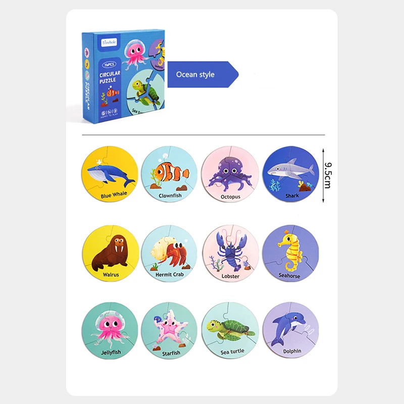 Children's Puzzle Board Game Wooden Pair Animal Matching Puzzle Interactive Focus Logic Training Toy