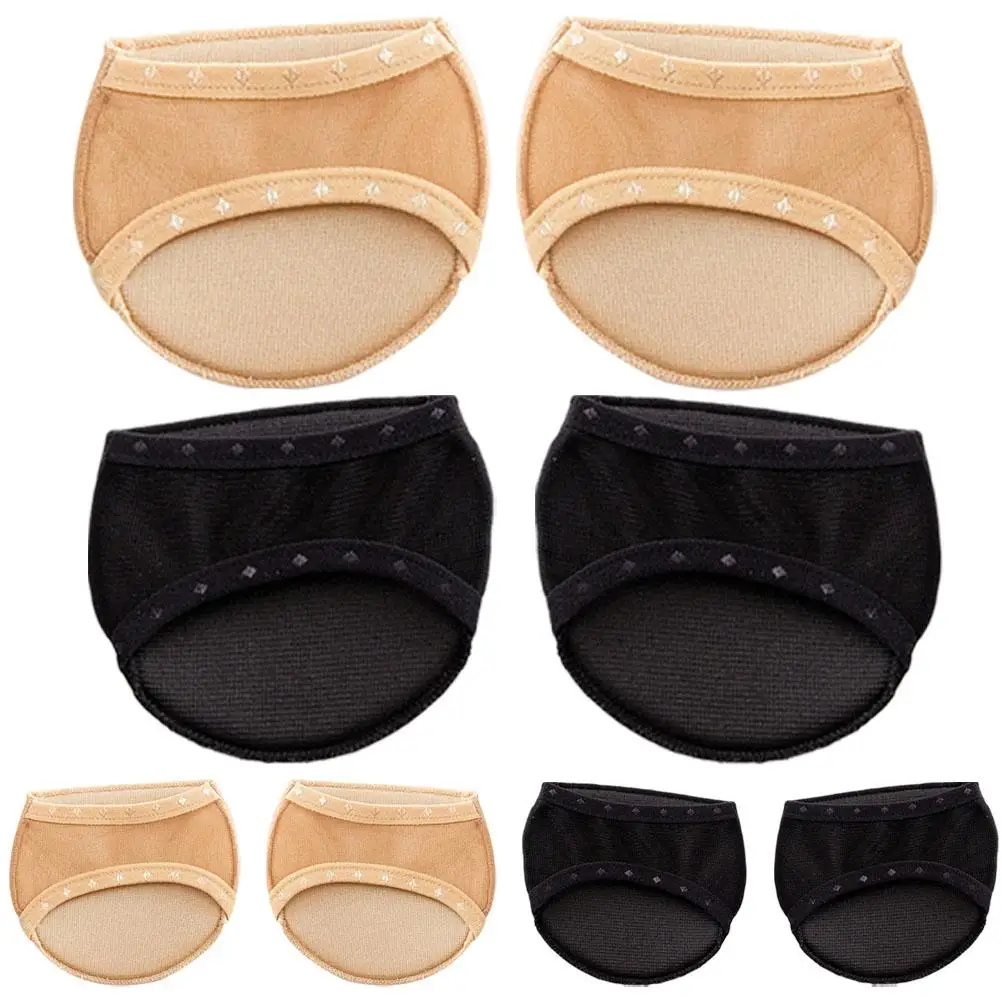 

4 Pairs Half Length Socks Forefoot Pads Women Cushions Black Skin Anti Slip High Heels Comfortable Fabric Socks Women Summer