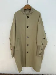 Women's Autumn Winter 2024 Cashmere Wool Coat Camel Single-breasted Long Jacket Coat