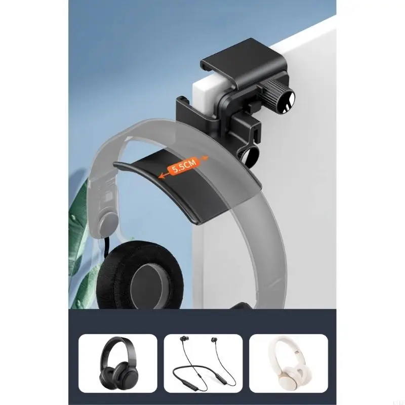Monitor Stand for Headphone Clamp Adjustable Headset Holder Space Saving Desk Organization Easy Installation Accessories K1KF