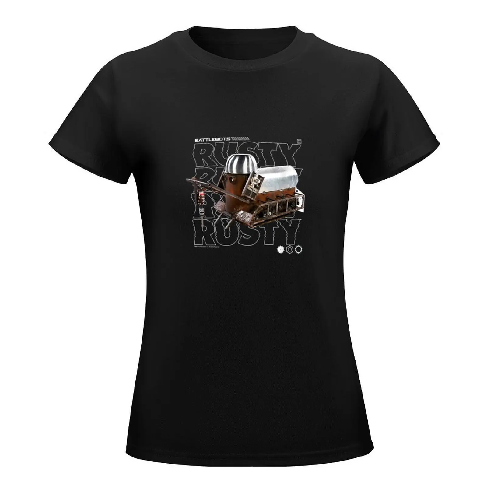 BattleBots Rusty Robot Text Stack T-Shirt oversized anime woman t shirt