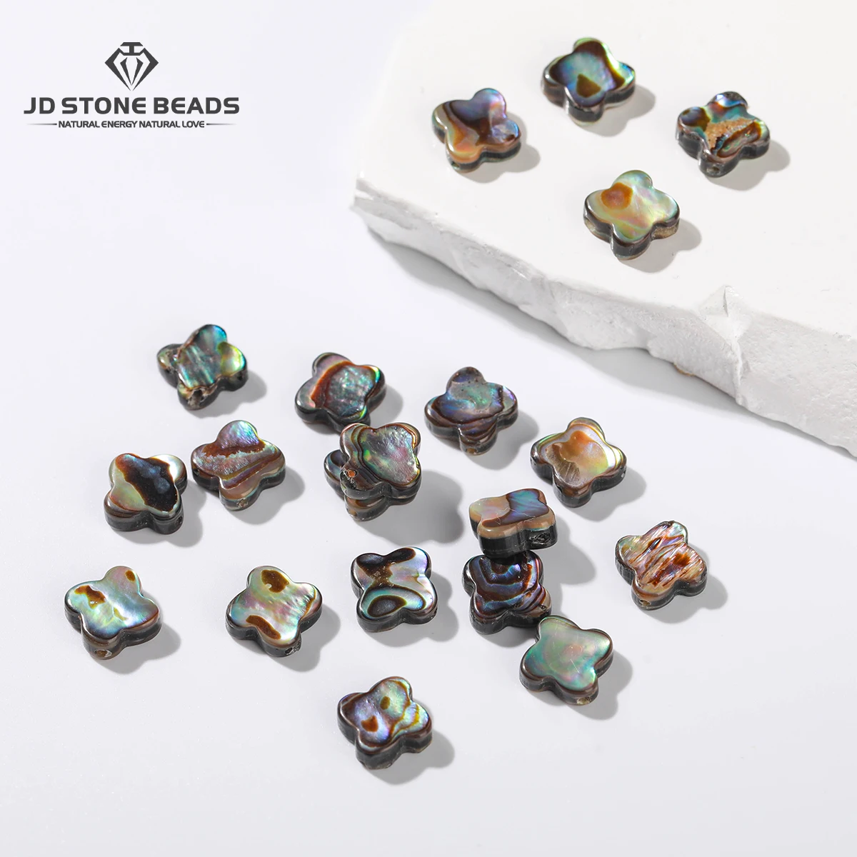 

10 Pcs/lot Black Abalone Shell Four-Leaf Clover Bead Flat Loose Spacer Bead for Jewelry Making DIY Bracelet Necklace Accessories