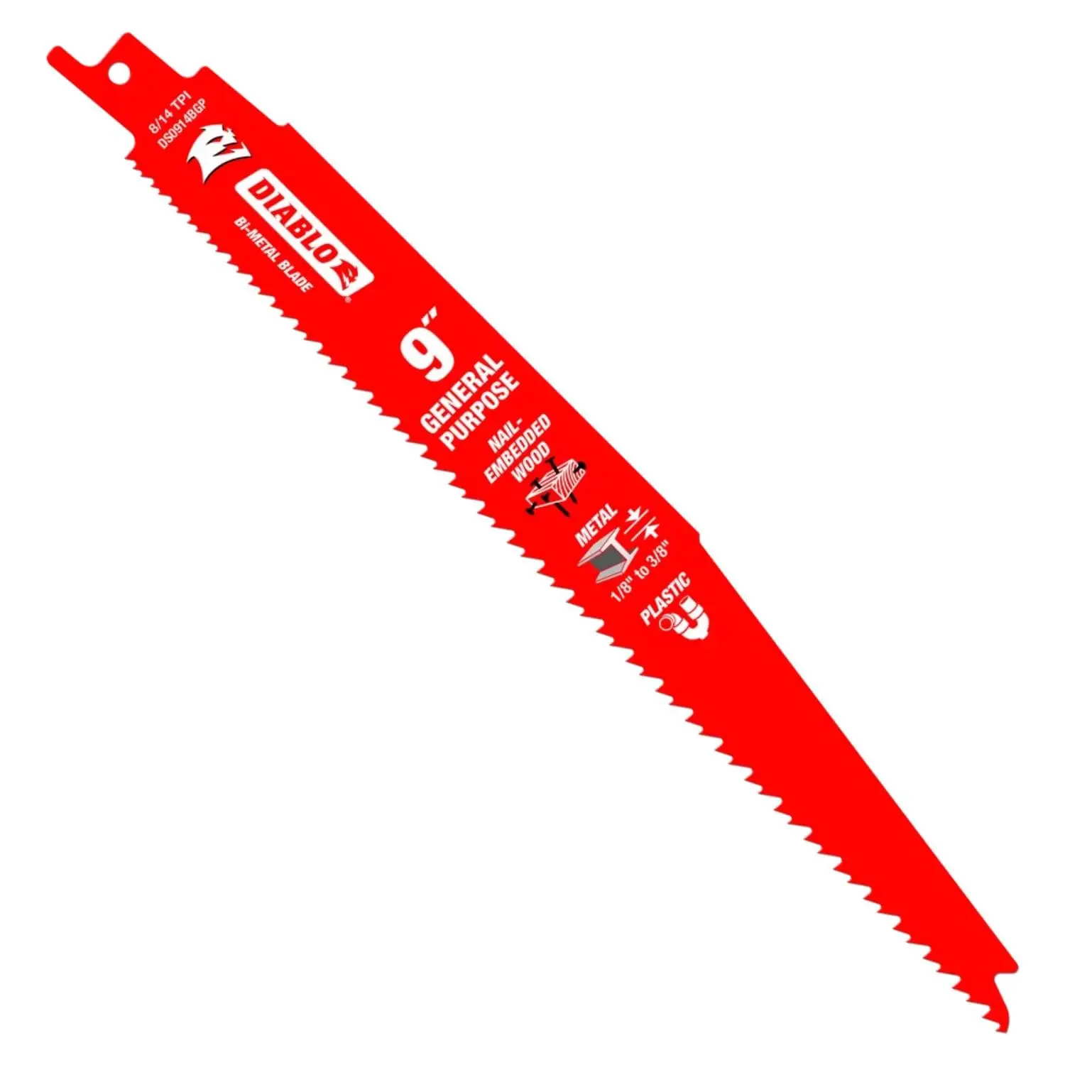 

Reciprocating Saw Blades for Nail-Embedded Wood, Metal & Plastic - 9" Length, 8/14 TPI, 25-Pack