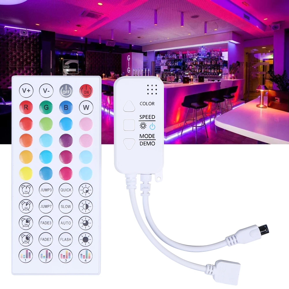 Controller LED compatibile con Bluetooth Music Sync Controller LED RGB telecomando IR a 24/44 tasti per strisce RGB 12V 5050 3528 5630