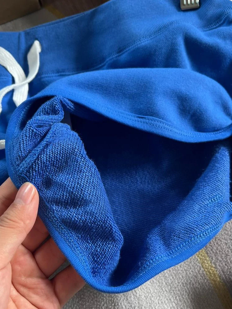 الرباط خمر Sweatshorts الصلبة امرأة الخريف عادية منخفضة الخصر مستقيم سراويل قصيرة الأزرق خمر بسيط القطن الرياضة السراويل