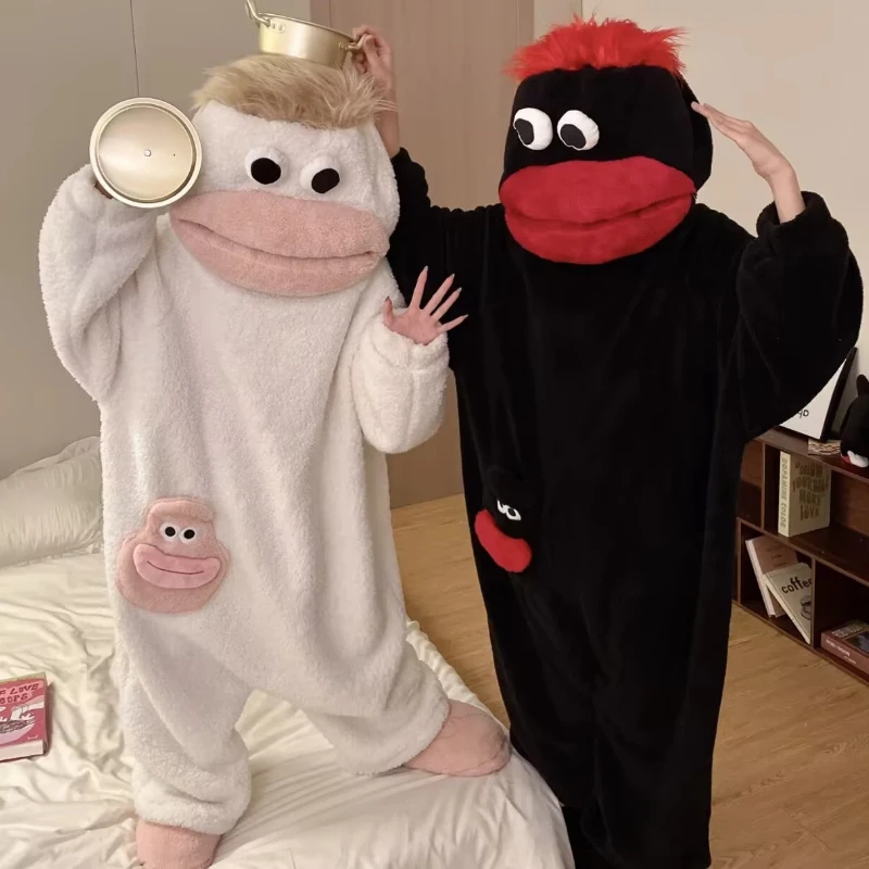 

Hangyodon Funny Cartoon Onesie Pajamas Coral Fleece Flannel Sleepwear Loungewear Sleep Sack For Kids Adults Couples Warm Cozy