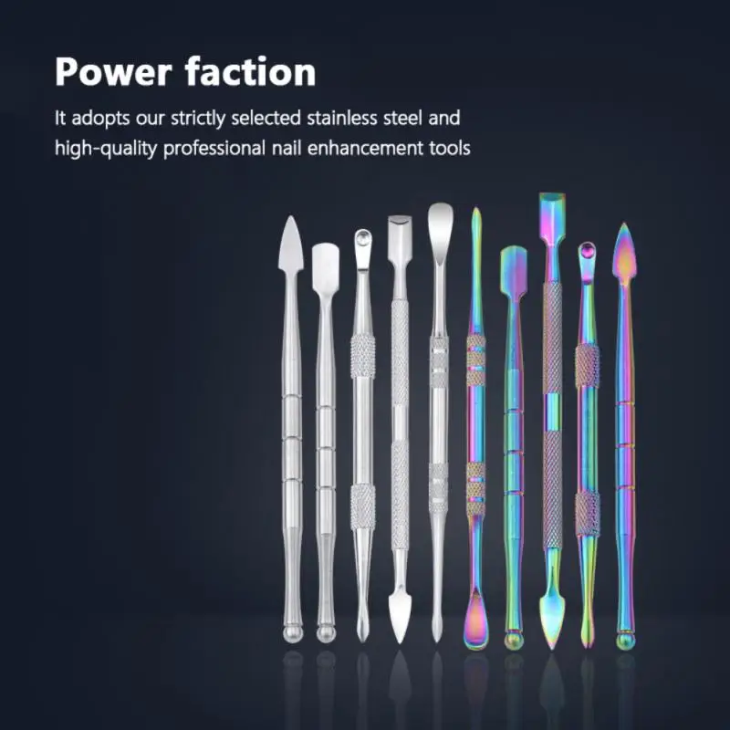 Zestaw odpychacza do skórek paznokci dwustronny palec martwy naskórek paznokci Push Pedicure ze stali nierdzewnej usuwacz martwego naskórka żel UV narzędzia do paznokci