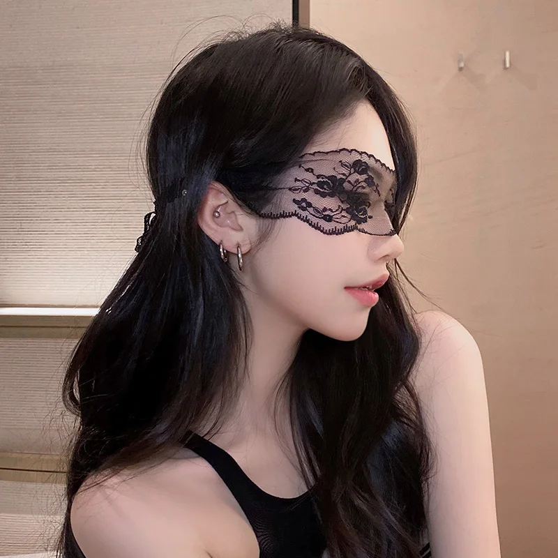 المرأة الغريبة الأسود جوفاء مثير الدانتيل أقنعة العين الشفافة الأبيض انقطاع التصحيح الغمامة قناع تنكر تأثيري حفلة موسيقية الدعائم