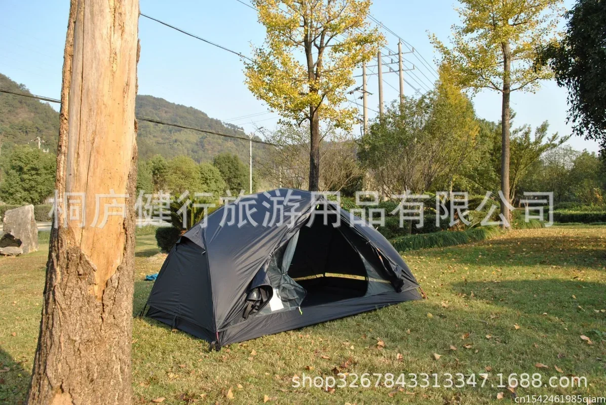 Black tent,Ultralight 2 Person 20D Silicone Nylon camping tent, Black 2 Person tent with footprint