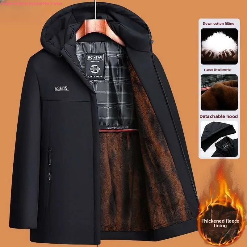 

Winter Jaet Gold Mink Lined Oversized Thiened Men's Cotton Coat Long Sle Stand Collar Slim Fit Chinese Brand New Arrival