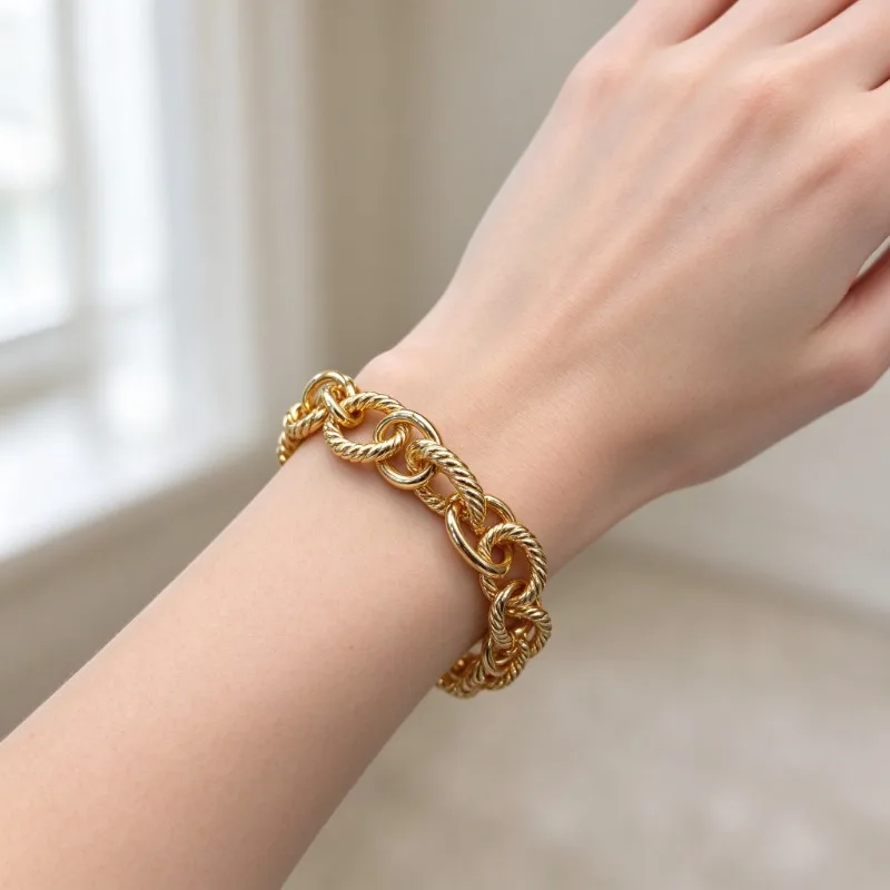 Vintage Intertwined Cable Rope Bracelet for Women, Dual Color Gold Silver Plated Twist Chain Wristband, Elegant Stackable Hand Jewelry for Wedding, Dating and Holiday Gifts